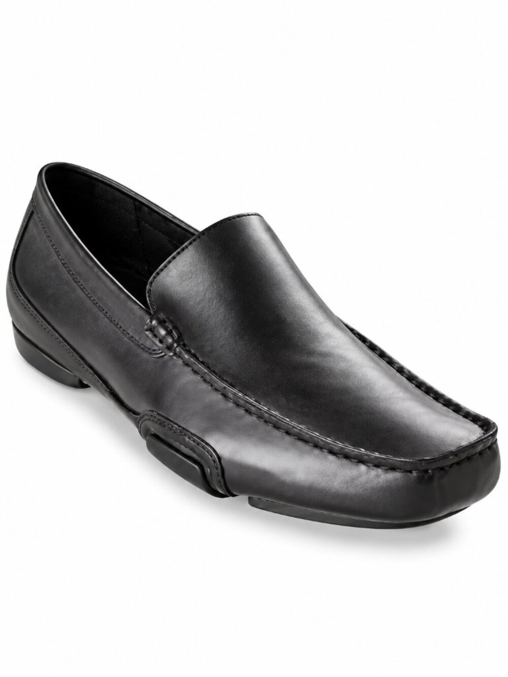 Kenneth Cole Drive Home Mens Black Leather Moccasin Loafers 9.5 Square Toe Prep